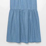 Spaghetti Straps Bow Denim Maxi Dress