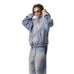 Oversized Spray-Bleach Distressed Fleece Hoodie
