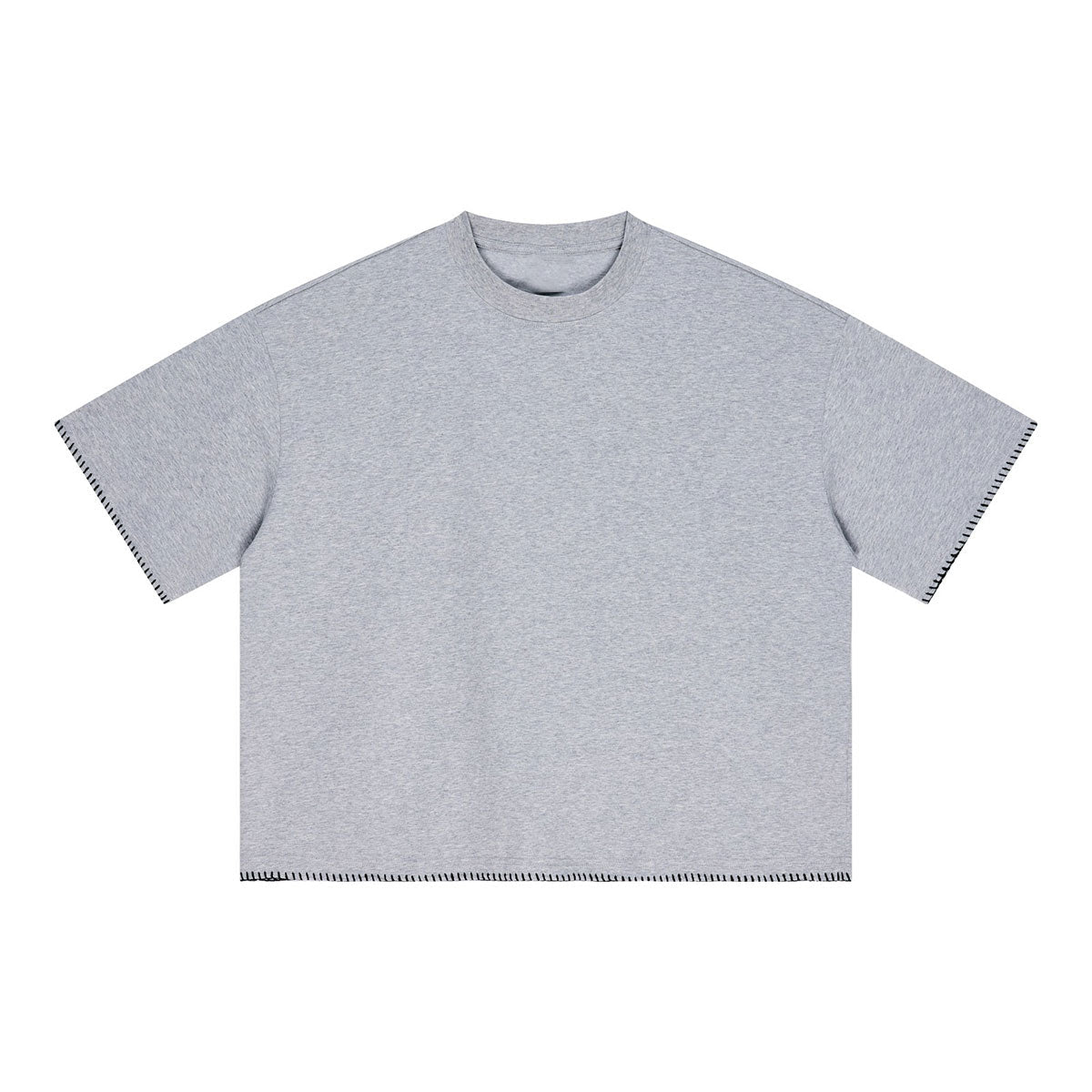 Oversized Minimal Tee Raw Edge Contrast Stitching