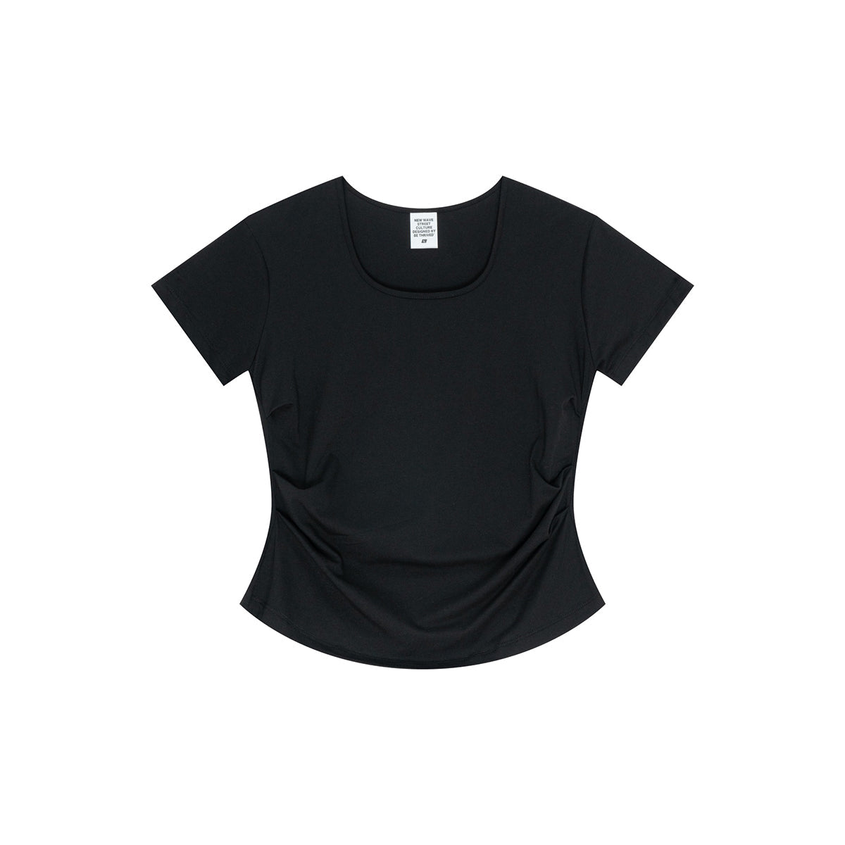 Square Neck Pleated Waist Crop Top 150gsm