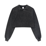 Distressed Raw Hem Crop Sweatshirt