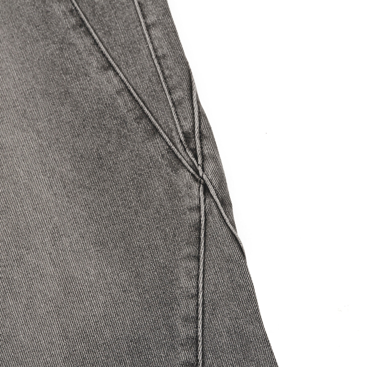 Smoky Gray Distressed Wide-Leg Jeans