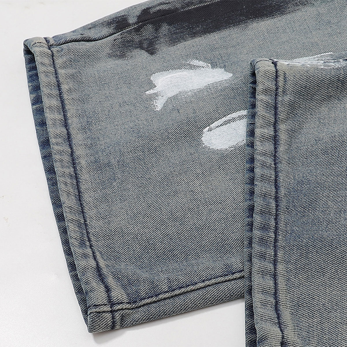Paint Splatter Distressed Wide Leg Denim