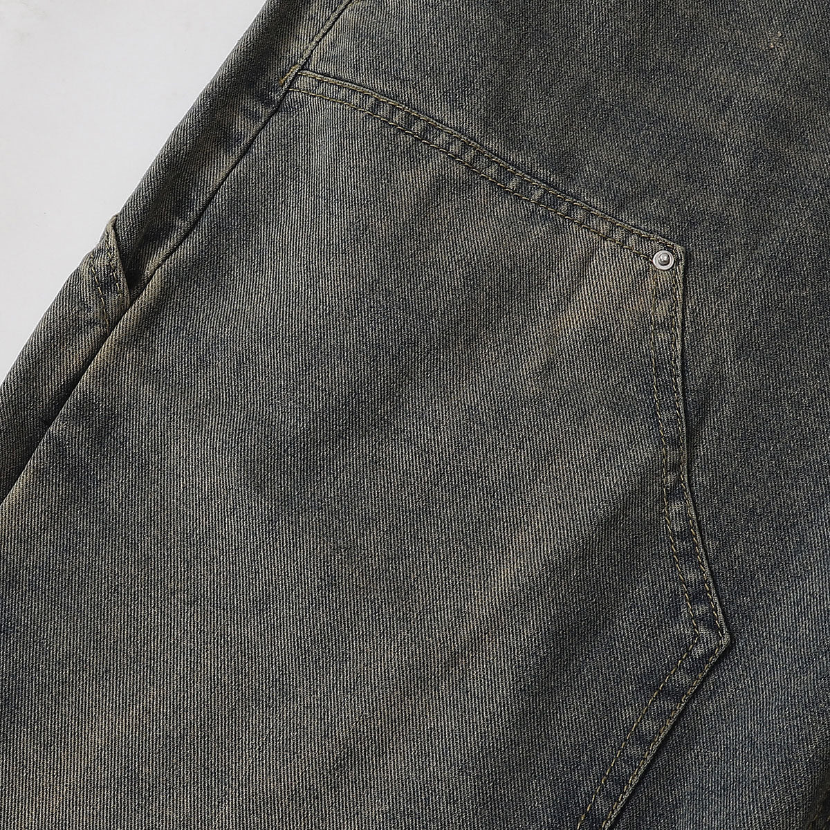 Utility Distressed Straight Leg Denim Jeans