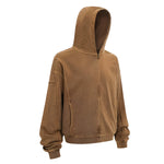 Vintage Washed Oversized Zip Up Distressed Hoodie