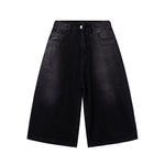 High Waist Wide Leg Ombre Denim Shorts