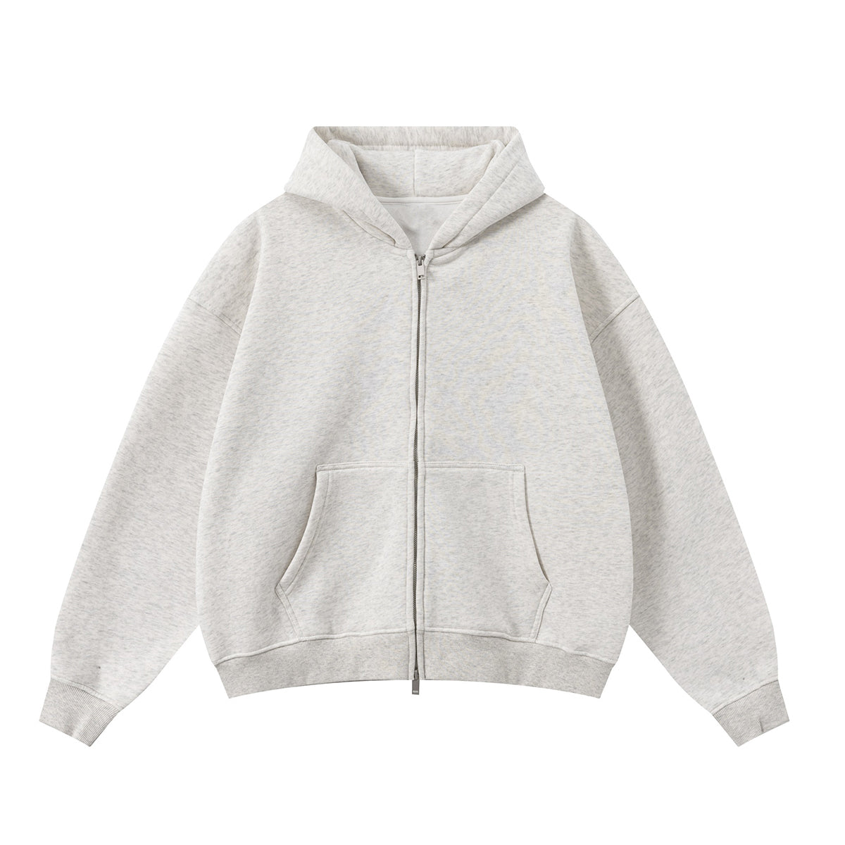 Soft Cotton Fleece Zip Up Hoodie Kangaroo Pockets