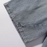 Panel Stitching Detail Light Wash Denim Shorts