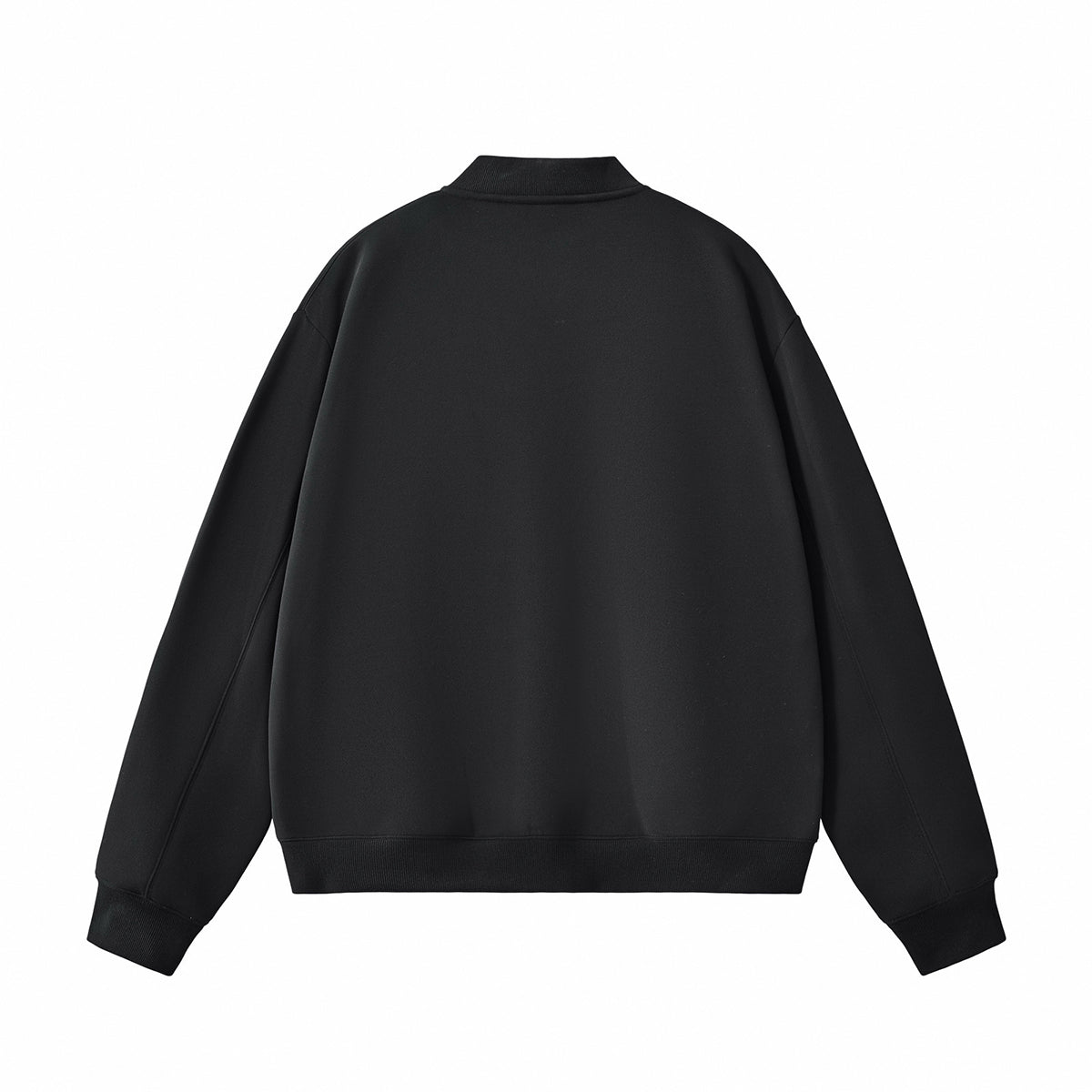 Solid Zip-Front Fleece Bomber Jacket