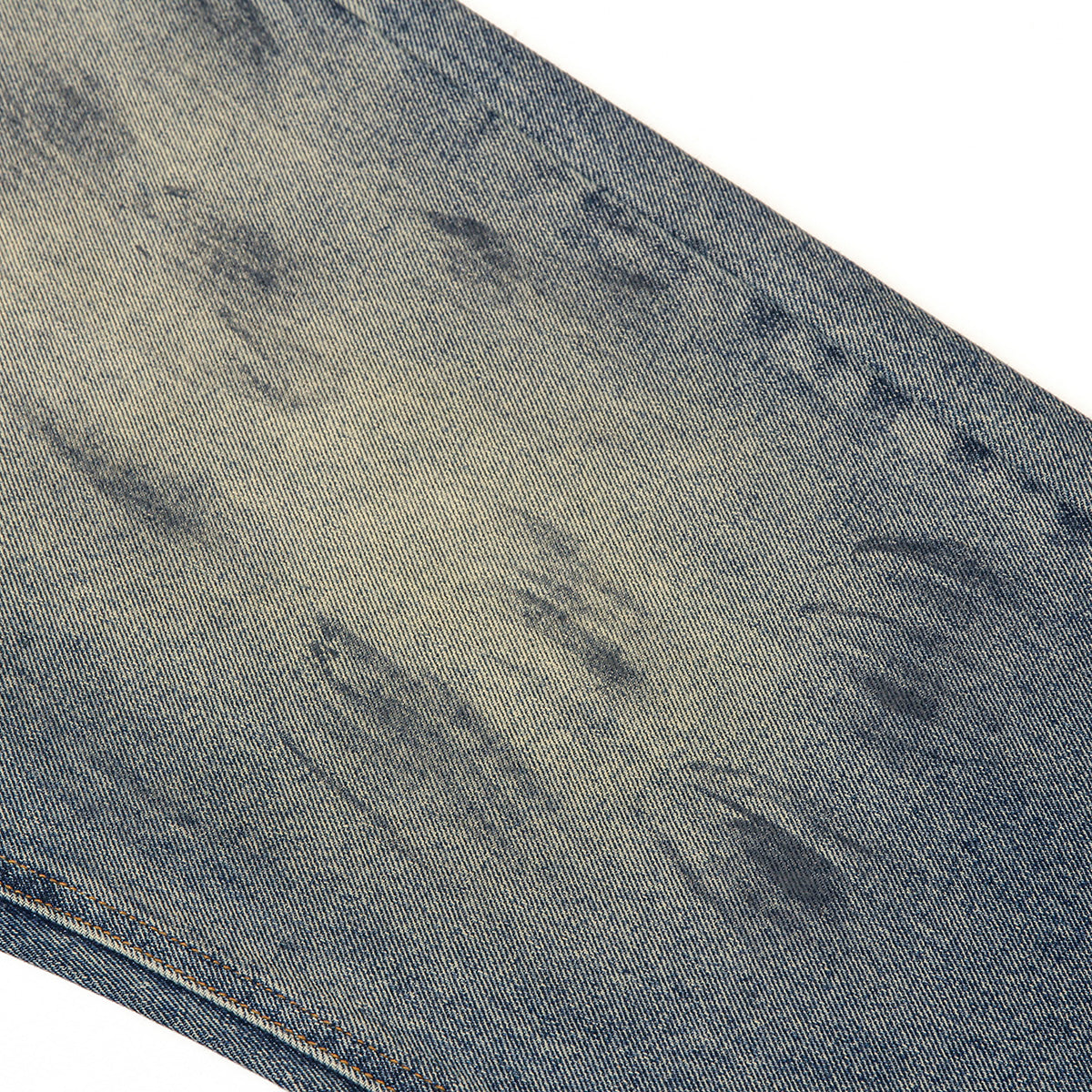 Faded Blue Vintage-Sanded Wide-Leg Jeans