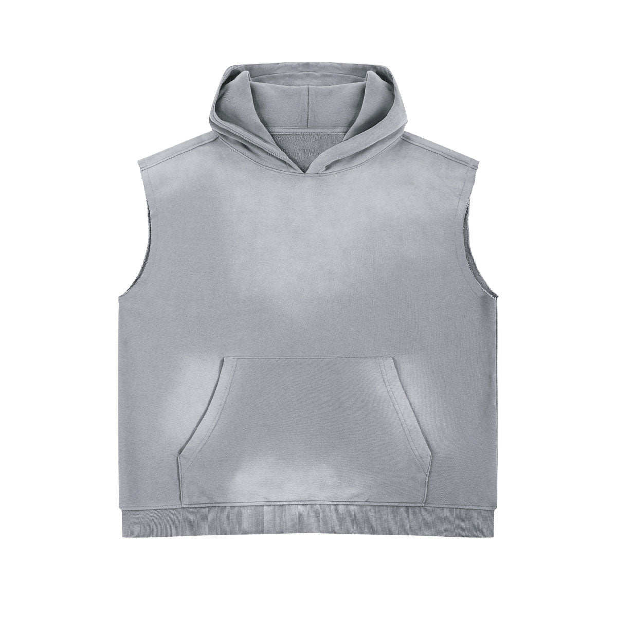 Distressed Sleeveless Crop Hoodie Top