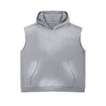 Distressed Sleeveless Crop Hoodie Top