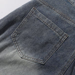 Front Panel Stitching Vintage Washed Denim Shorts