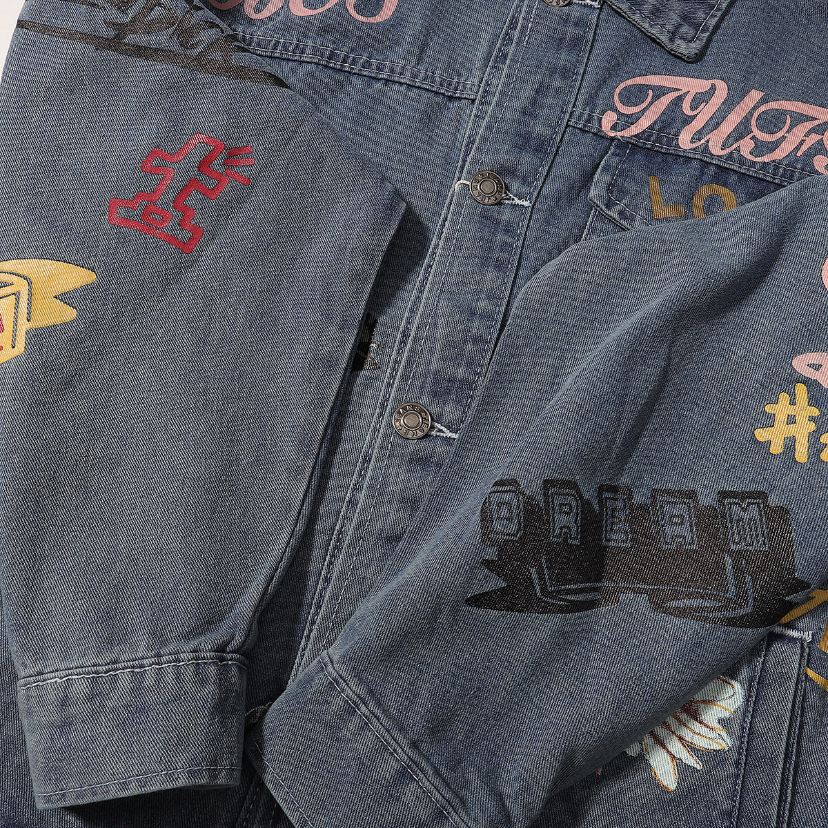 Floral-Printed Denim Trucker Jacket