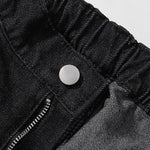 Black Elastic Waist Comfort Denim Shorts