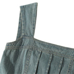 Smocked Back A-Line Denim Strappy Mididress