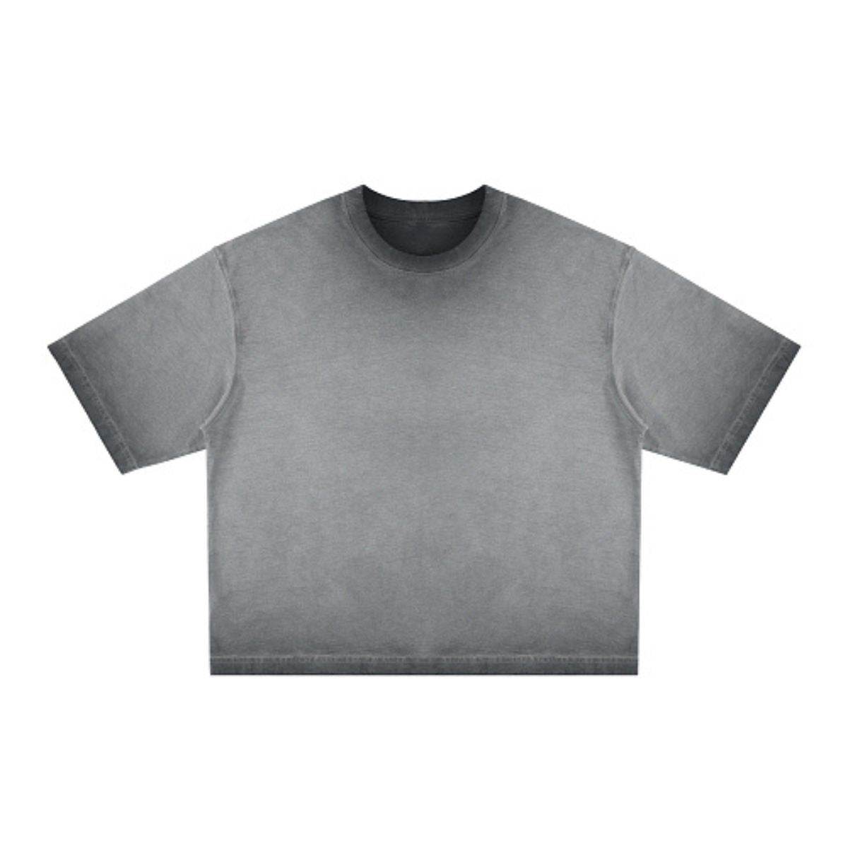 Washed Cotton Boxy Cropped Crew Neck Tee