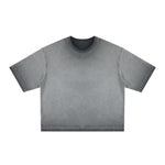 Washed Cotton Boxy Cropped Crew Neck Tee