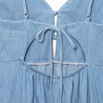 Spaghetti Straps Bow Denim Maxi Dress