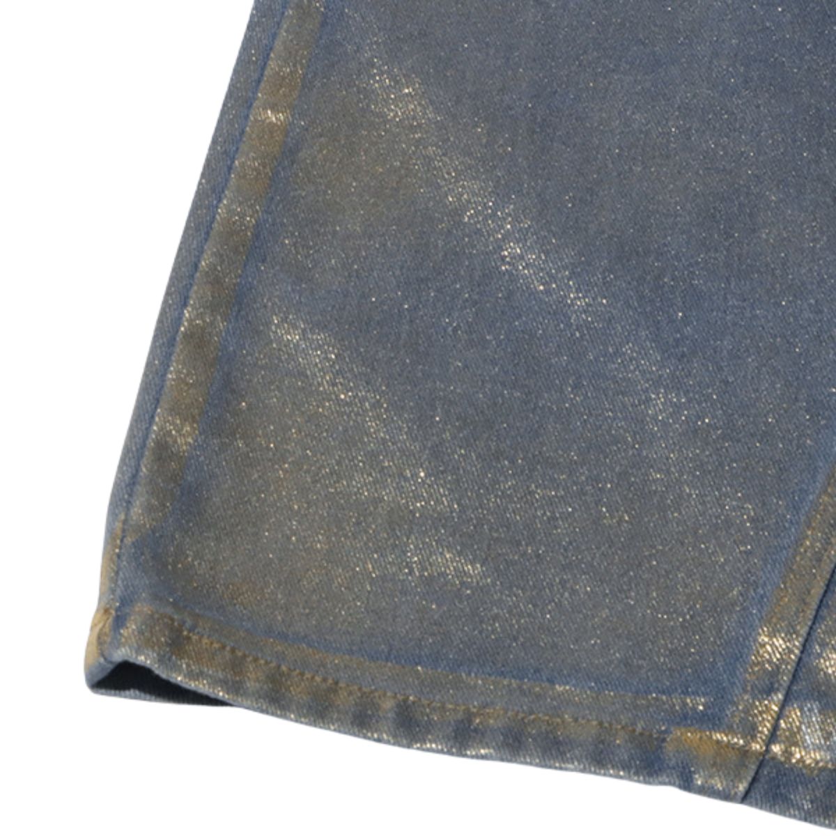 Women's Metallic Coated Denim Midi Skirt