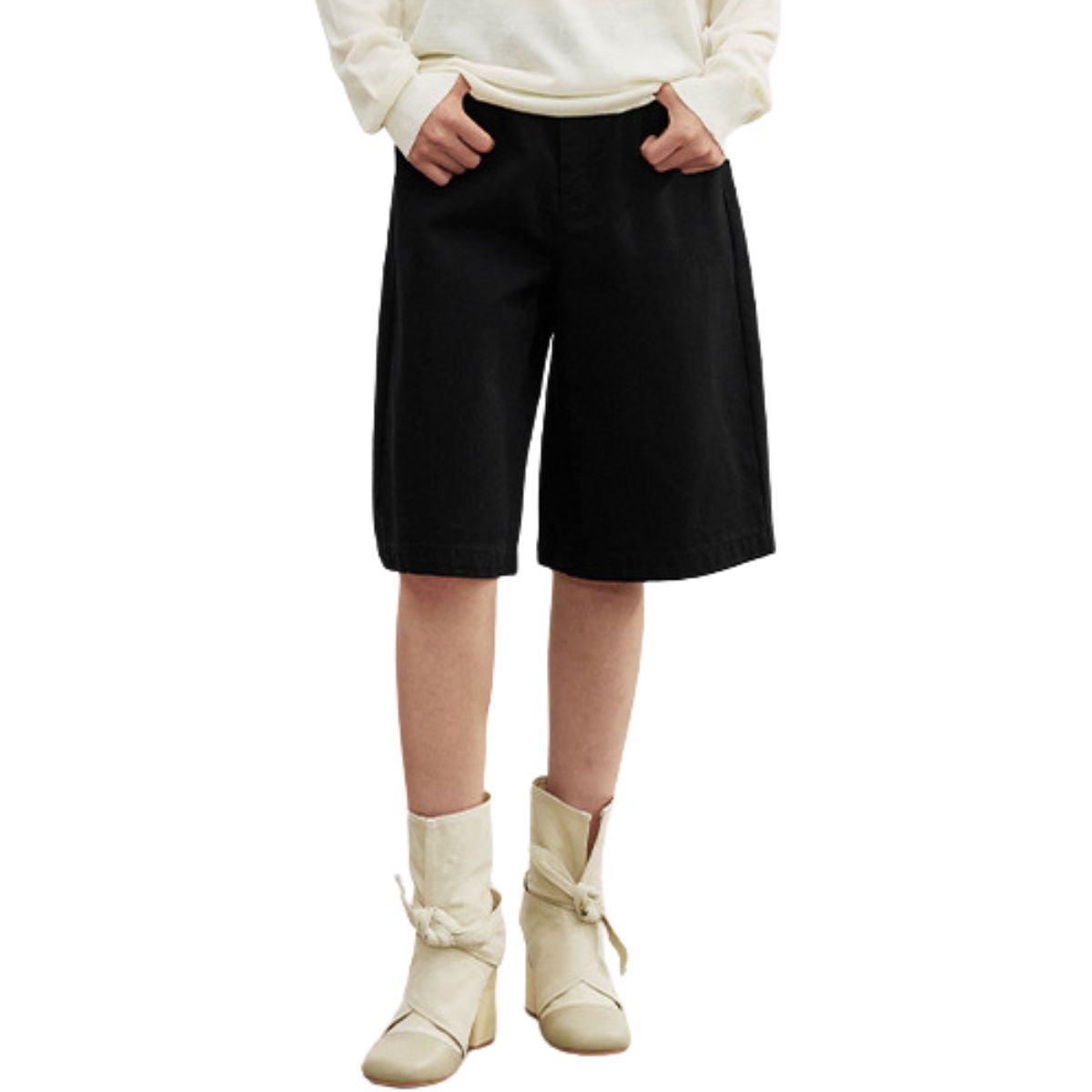 Women's Solid Color Bermuda Denim Shorts