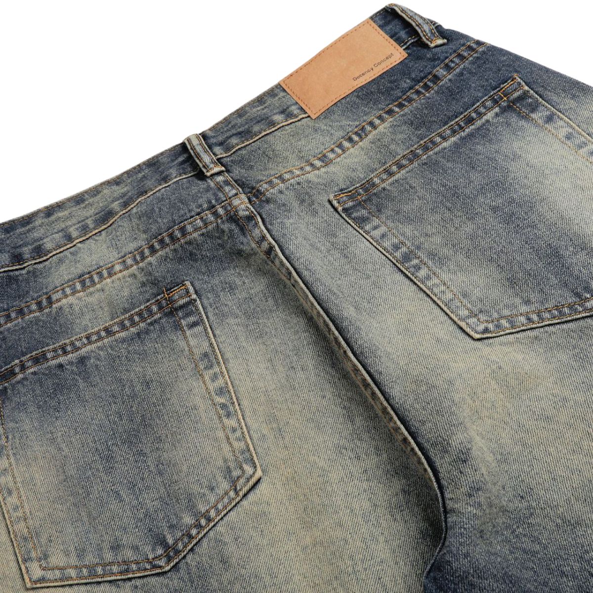 Vintage Washed Wide Leg Whiskered Jeans