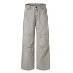 Vintage Washed Workwear Wide-Leg Relaxed Cargo Pants