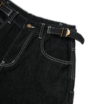 Retro Raw Denim Wide-Leg Bermuda Shorts
