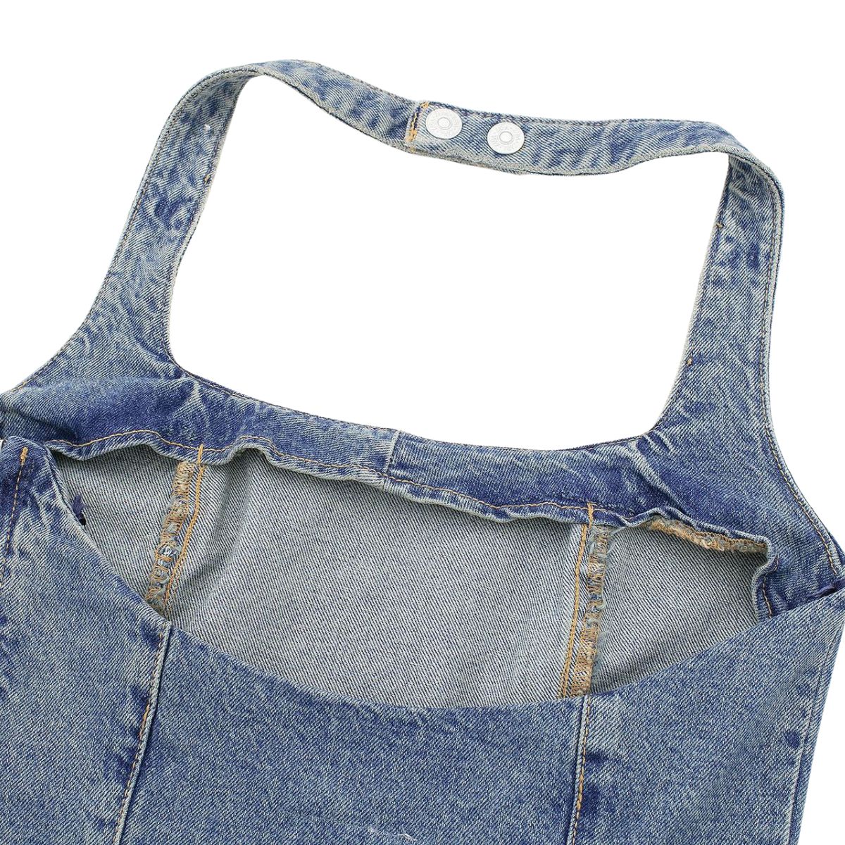 Halter Neck Fitted Bodycon Denim Mini Dress