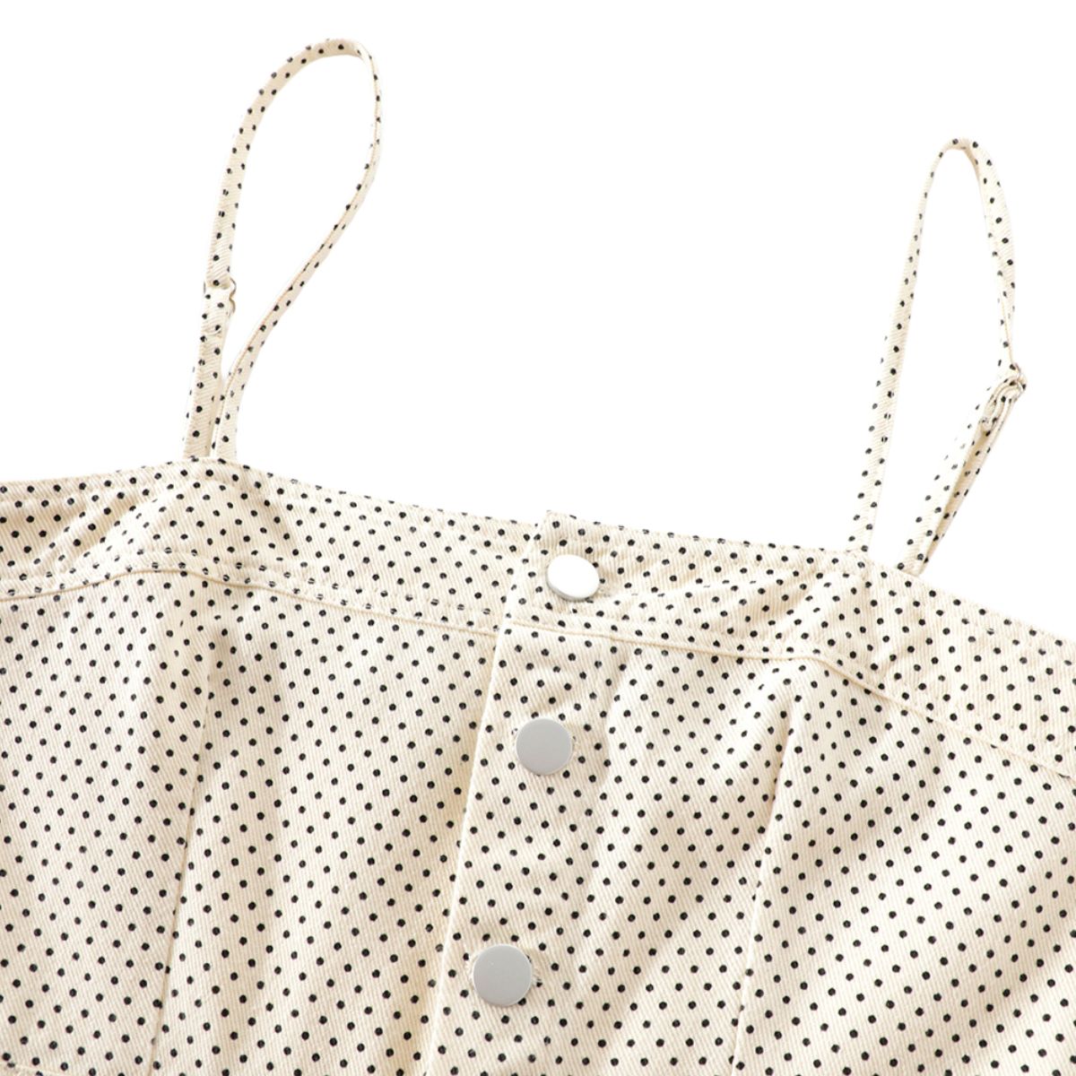 Polka Dot Strappy Denim Midi Dress