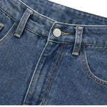 Floral Embroidery Washed Denim Shorts