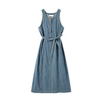 Sleeveless Self-Tied Denim Midi Dress