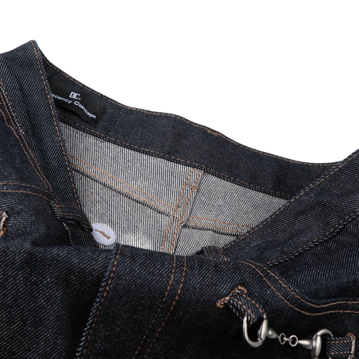 Raw Denim Wide Leg Metal Hardware Jeans