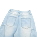 Faded Bleach Geometric-Pocket Baggy Jeans
