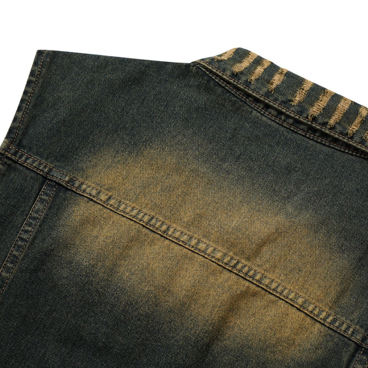 Raw Hem Distressed Denim Cropped Vest