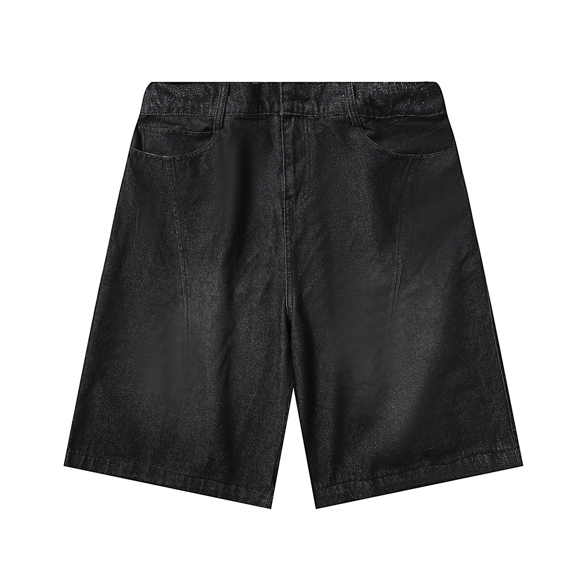 Black Elastic Waist Comfort Denim Shorts