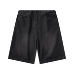 Black Elastic Waist Comfort Denim Shorts