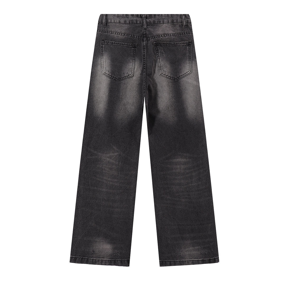 Vintage Wash Whisker Faded Straight Leg Jeans