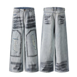 Spray-Painted Patchwork Distressed Baggy Jeans