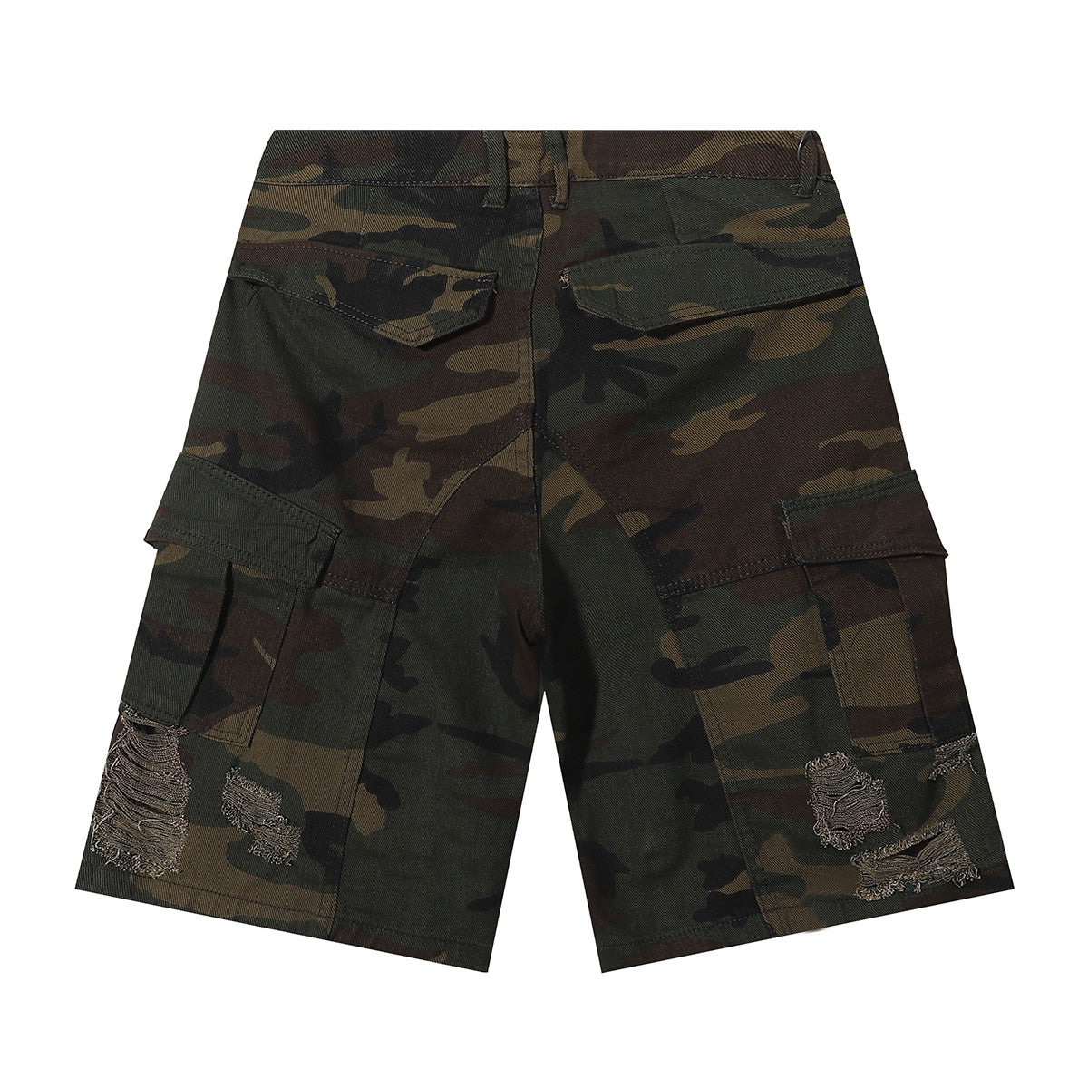 Camo Cargo Shorts Distressed Washed Style
