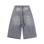 High Waist Wide Leg Ombre Denim Shorts