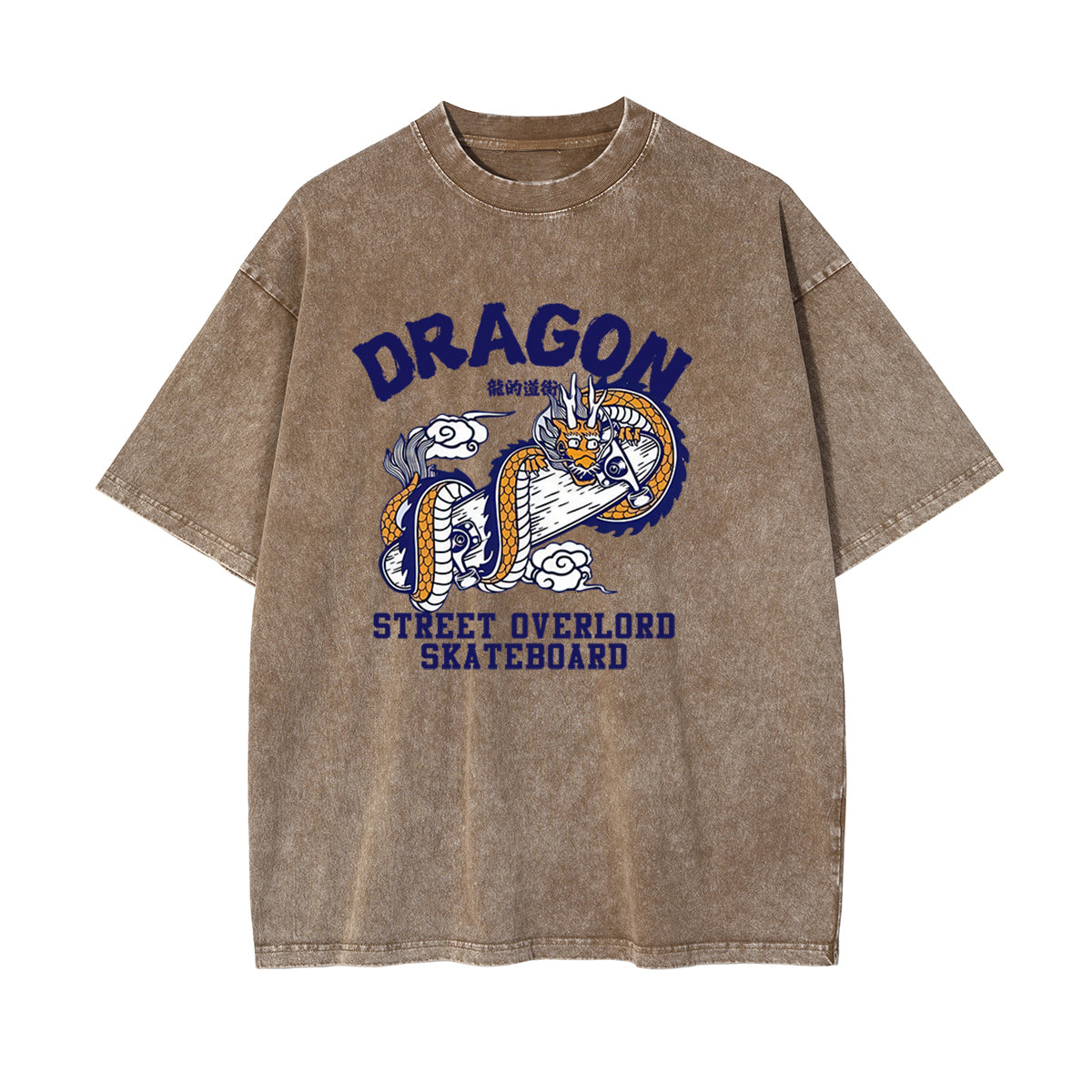 Dragon Street Chinese Characters Graphic Washed Tee-INNBLAC Fashion Apparel