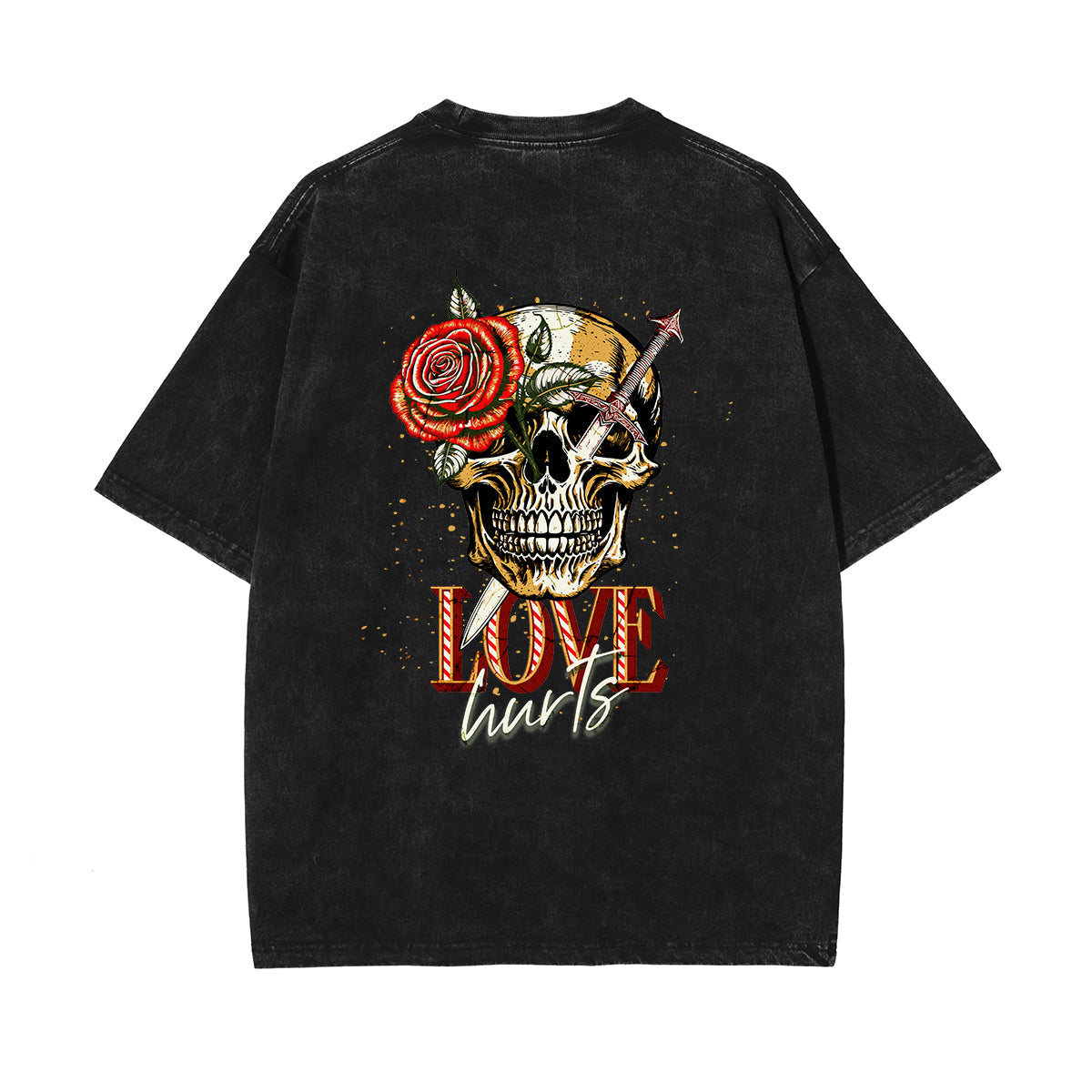 Skull Graphic Stone Wash Tee-INNBLAC Fashion Apparel