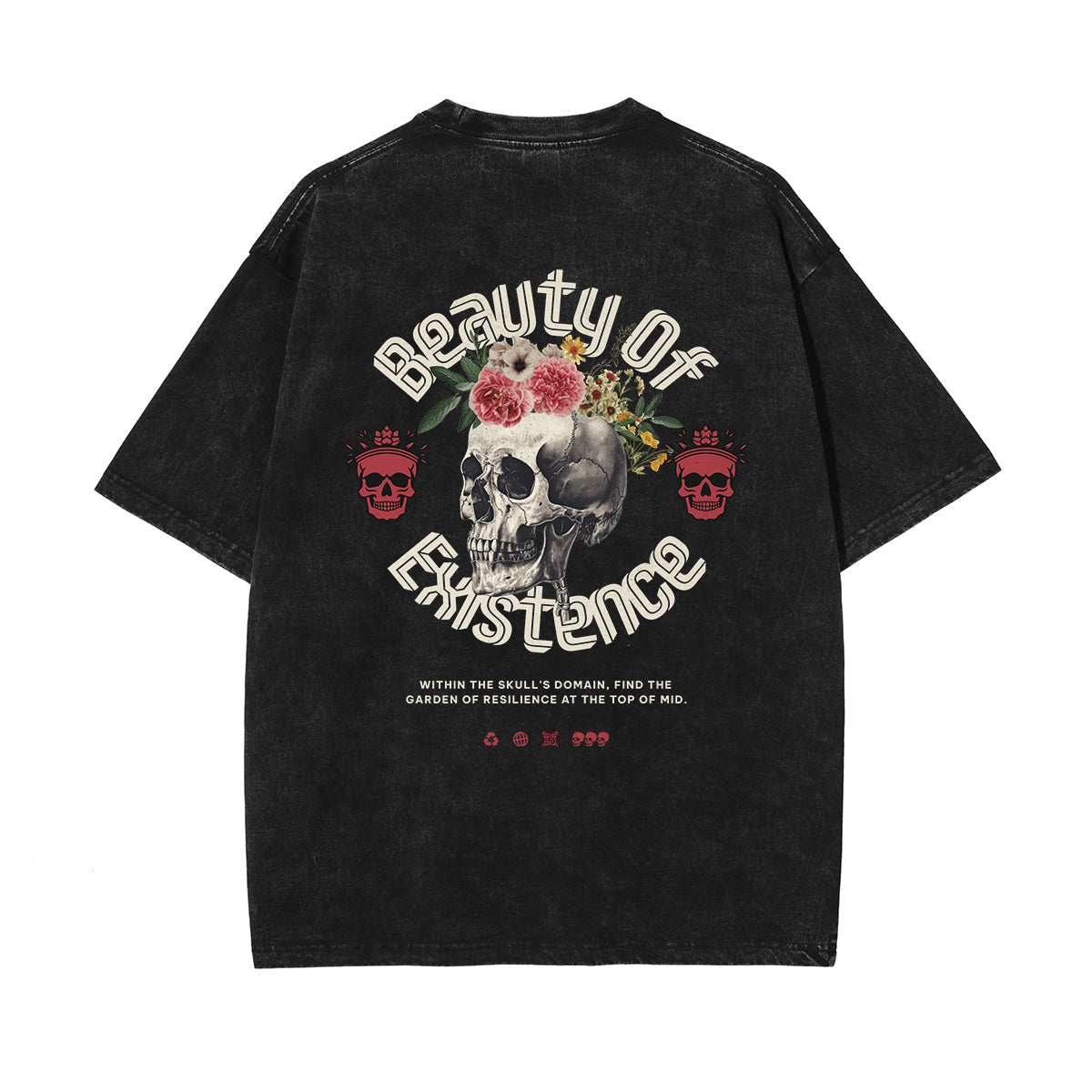 Skull Graphic Stone Wash Tee-INNBLAC Fashion Apparel