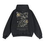 Skull Graphic Acid Wash Hoodie-INNBLAC Fashion Apparel