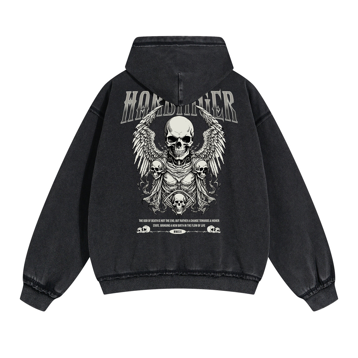 Skull Graphic Washed Boyfriend Hoodie-INNBLAC Fashion Apparel