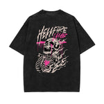 Skull Graphic Washed Oversized Tee-INNBLAC Fashion Apparel