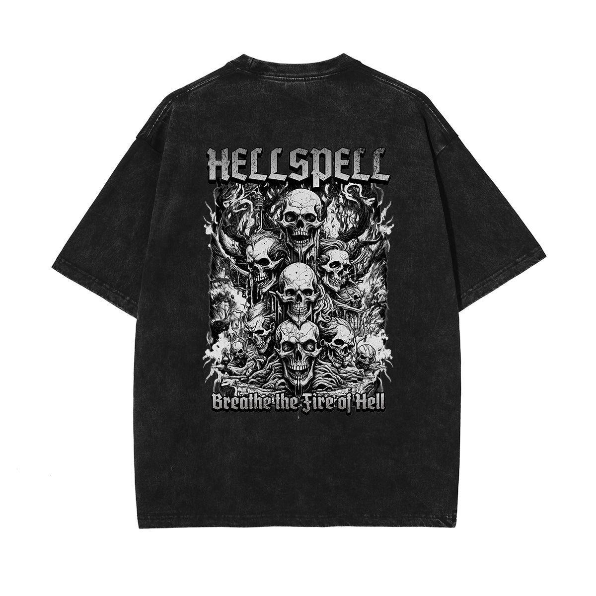 Skull Graphic Washed Oversized Tee-INNBLAC Fashion Apparel