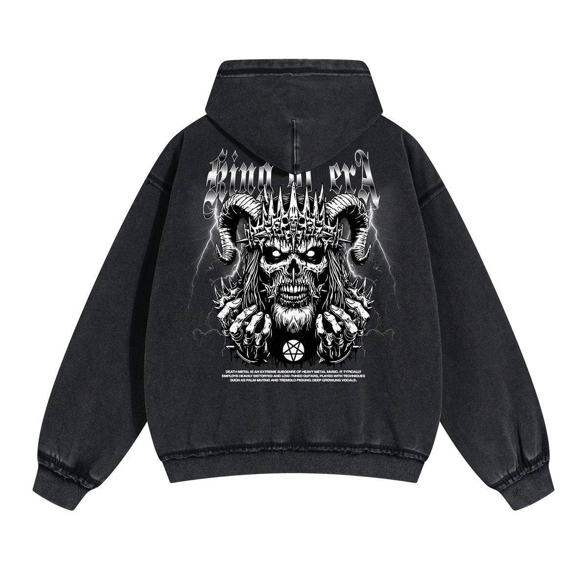 Skull Graphic Washed Boyfriend Hoodie-INNBLAC Fashion Apparel