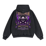 Skull Graphic Washed Boyfriend Hoodie-INNBLAC Fashion Apparel